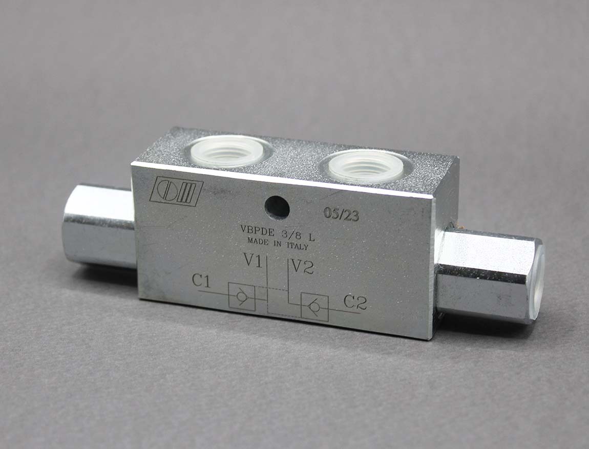 قفل کن کتابی هیدرولیک یا شیر یکطرفه پیلوت دار دوتایی (Double Pilot Check Valve) برند Marchesini مدل VBPDE 3/8 L