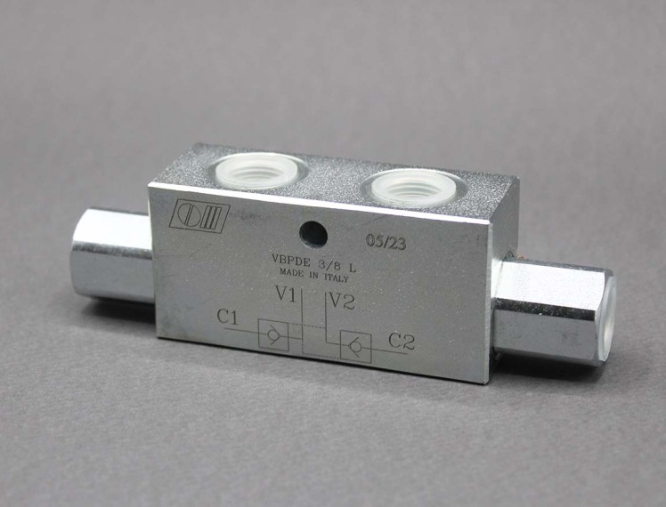 قفل کن کتابی هیدرولیک یا شیر یکطرفه پیلوت دار دوتایی (Double Pilot Check Valve) برند Marchesini مدل VBPDE 3/8 L